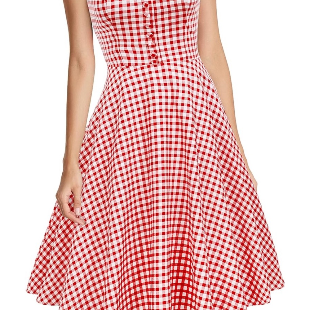 Red Gingham Sleeveless Dress